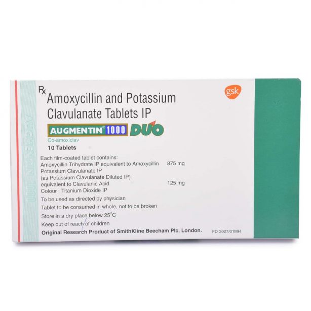 Augmentin 1000mg (875+125) with Amoxicillin + Clavulanic Acid