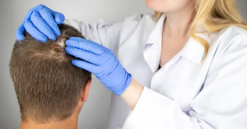 Doctor examining scalp