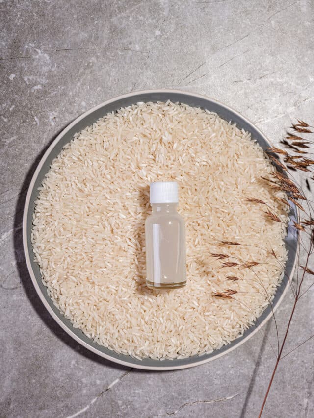 Homemade care cosmetics from rice water for hair. Eco-style care