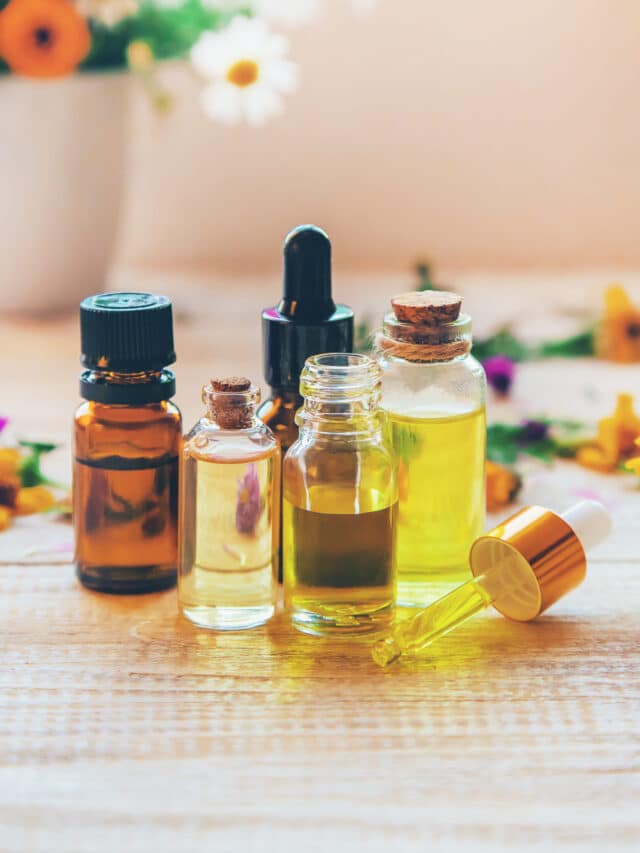 Homeopathy. Herbal extracts in small bottles. Selective focus.